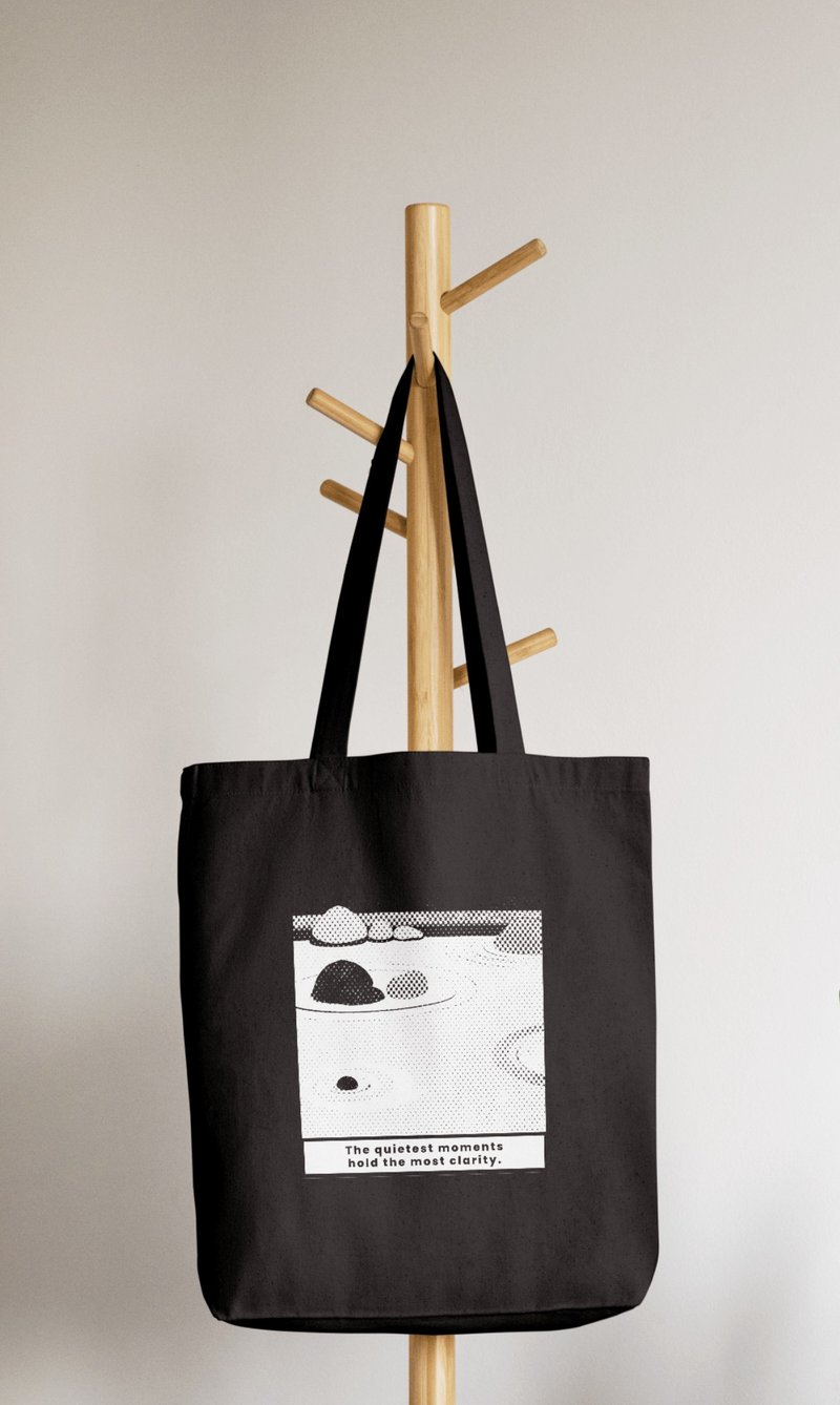 Original Design - Mountain Landscape Series Tote Bag - กระเป๋าถือ - ผ้าฝ้าย/ผ้าลินิน สีดำ