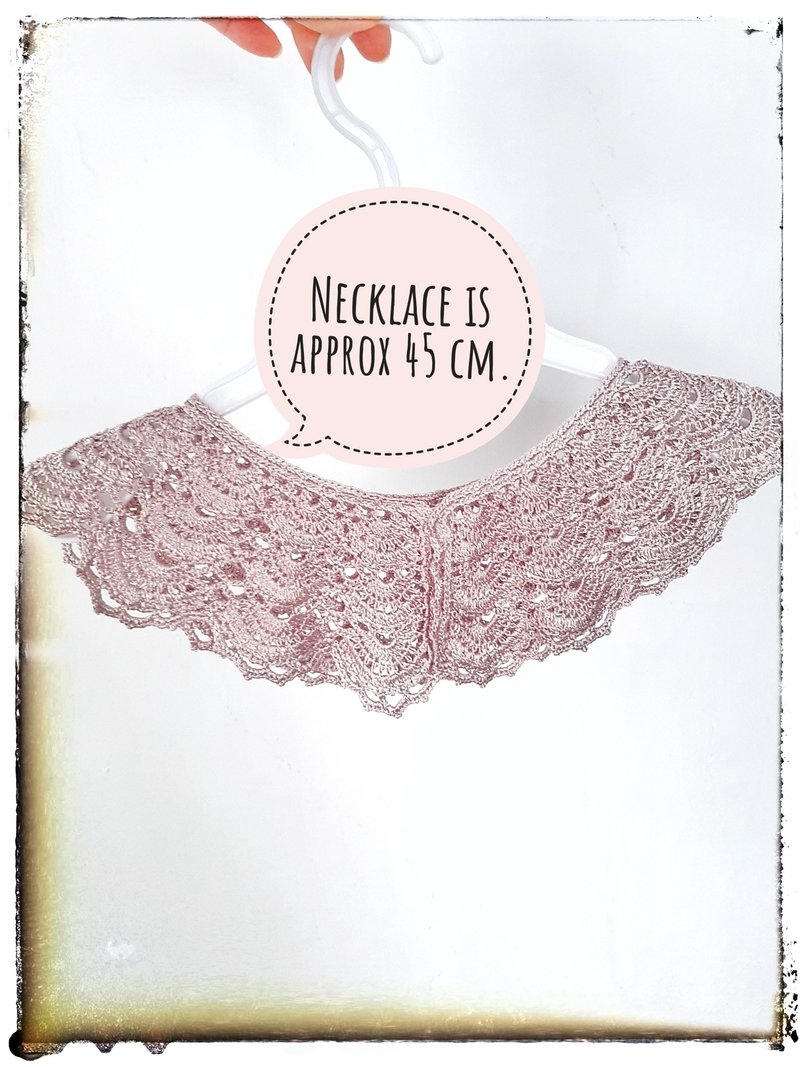 Openwork collar Wide lace statement detachable collar cappuccino color - สร้อยคอทรง Collar - ผ้าไหม สึชมพู