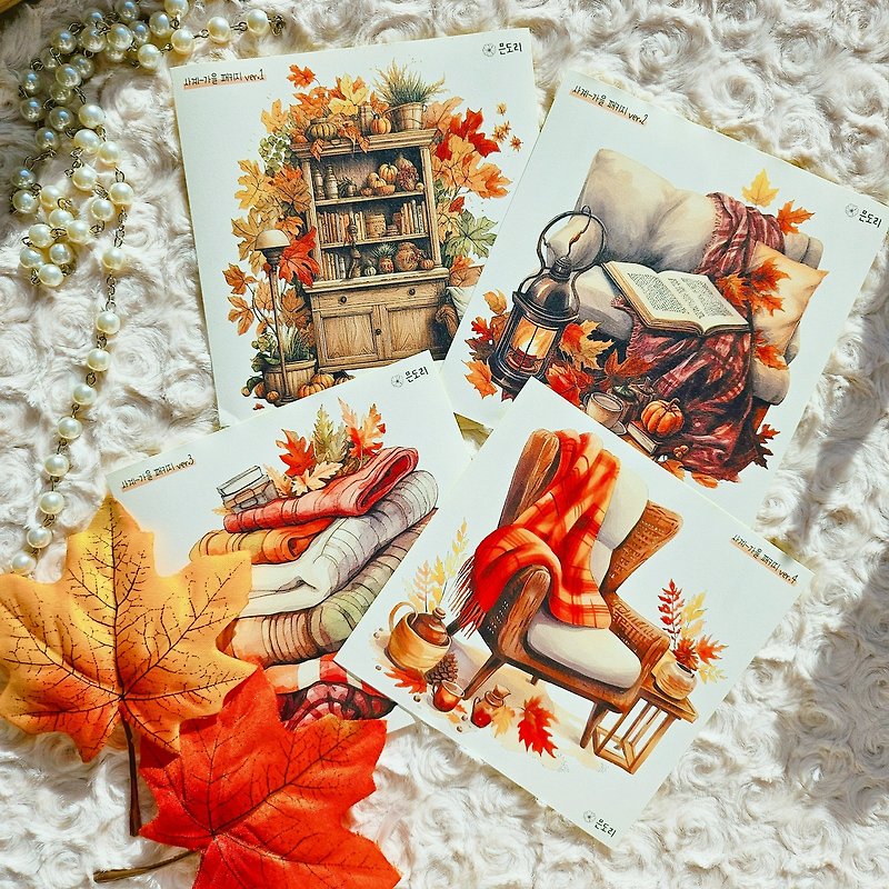 Four Seasons - Fall paper sticker - 貼紙 - 紙 