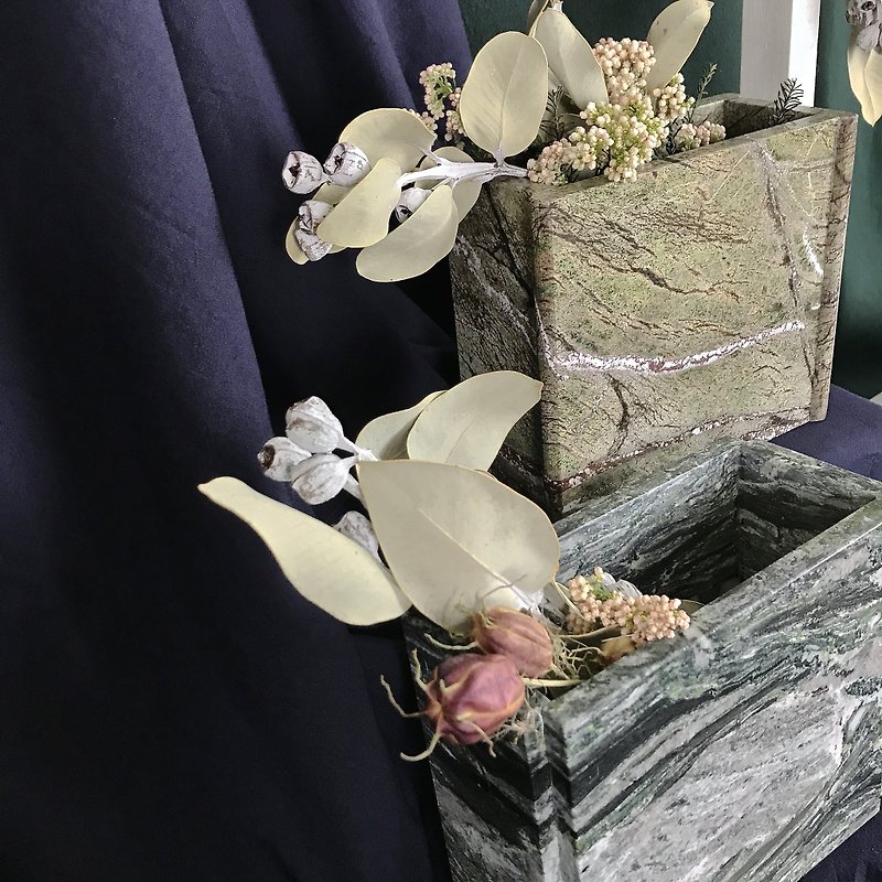 [森林木の色]大理石の花瓶小さな長方形の家の装飾 - 観葉植物 - 石 グリーン