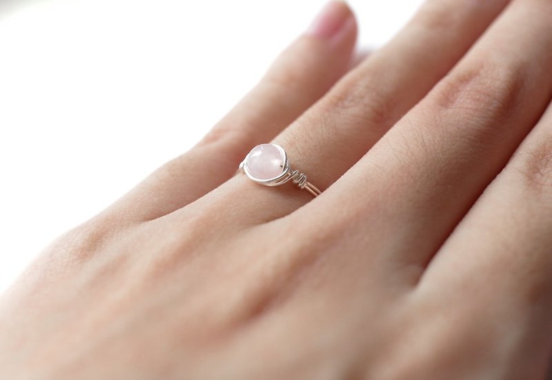 October Birthstone-Yayoi Hanami-6mm Pink Crystal 925 Sterling Silver Ring - General Rings - Gemstone Pink