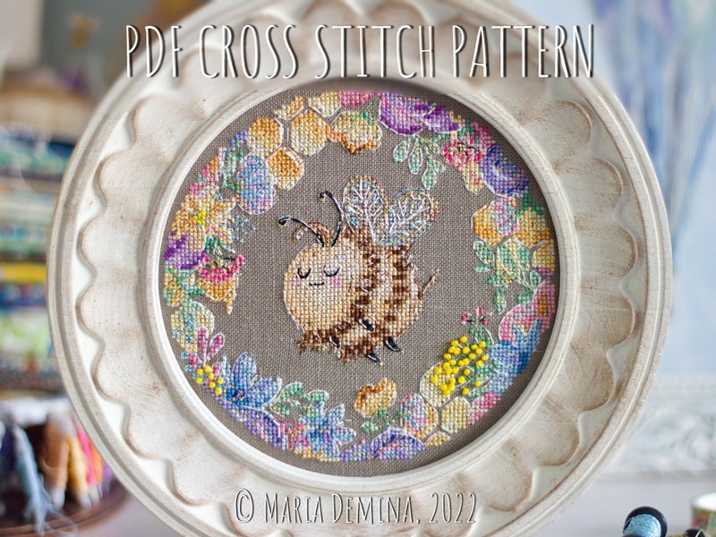 Fuzzy Bumblebee PDF cross stitch pattern - 手工藝教學/工具書 - 其他材質 