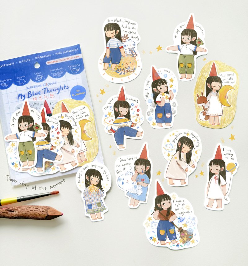 BlueBean My Blue Thoughts Sticker Pack - สติกเกอร์ - กระดาษ 