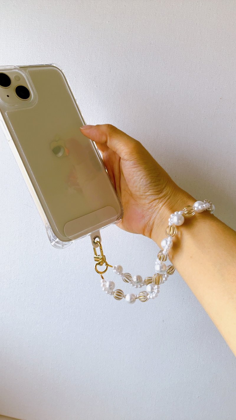 Mermaid's Tears Pearl Cell Phone Strap Cell Phone Lanyard Cell Phone Case - Phone Accessories - Plastic White