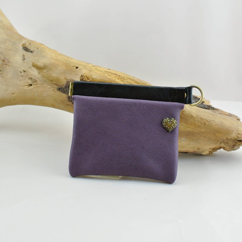 ➜. Splicing shrapnel multi-functional small package. ➜ --- change / small / storage / key / headset / transmission line / business card / card / travel card - Coin Purses - Genuine Leather Purple