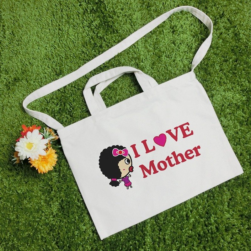 【Mother's Day】 Wen style wind horizontal canvas bag - กระเป๋าแมสเซนเจอร์ - ผ้าฝ้าย/ผ้าลินิน 
