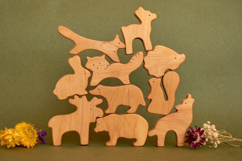 Wooden woodland animals toys, wooden forest animals, birthday gift baby - 寶寶/兒童玩具/玩偶 - 木頭 
