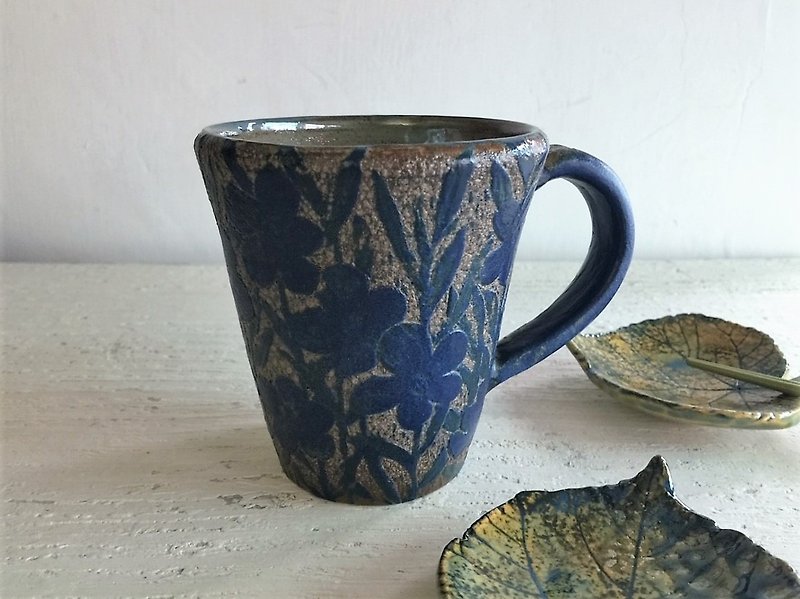 Purple rhyme. Purple _ pottery mug - แก้วมัค/แก้วกาแฟ - ดินเผา สีน้ำเงิน