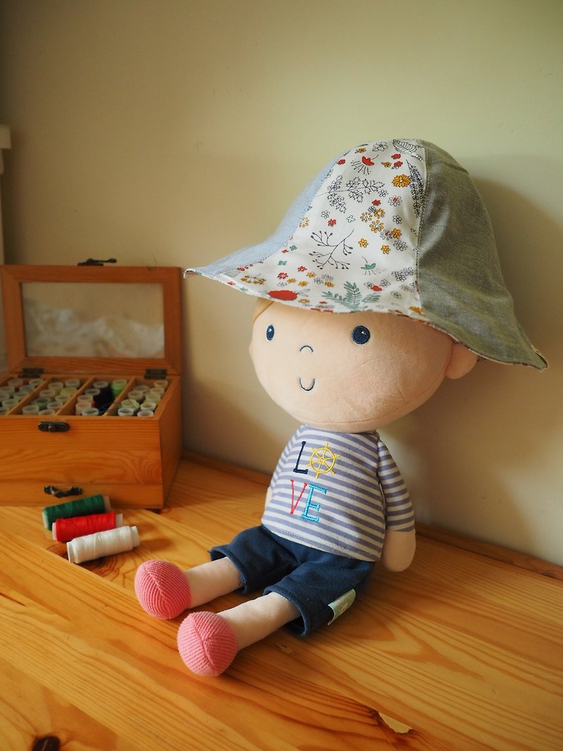 Handmade Reversible Sun Protection Hat leave pattern - Baby Hats & Headbands - Cotton & Hemp Multicolor