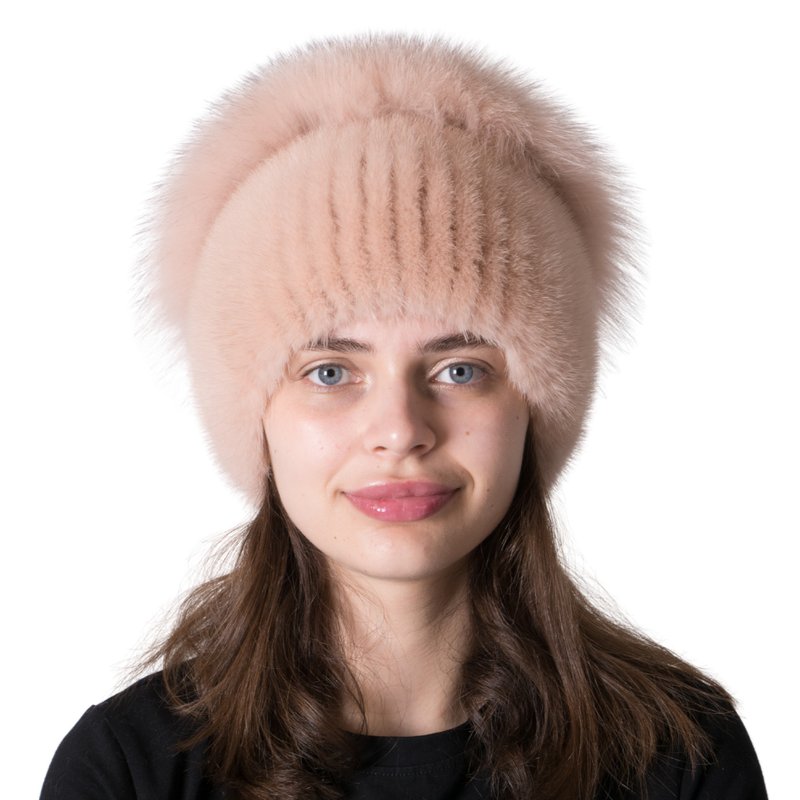 Womens Fur Hat Knit Mink Hat Winter Real Fur Hat Luxury Russian Fur Hat Fox Fur - 帽子 - 羊毛 多色