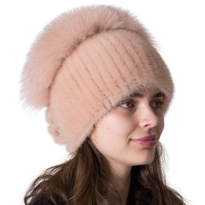 レディースファーハット ニットミンクハット 冬用リアルファーハット ラグジュアリー ロシアンファーハット フォックスファー - 帽子 - ウール 多色