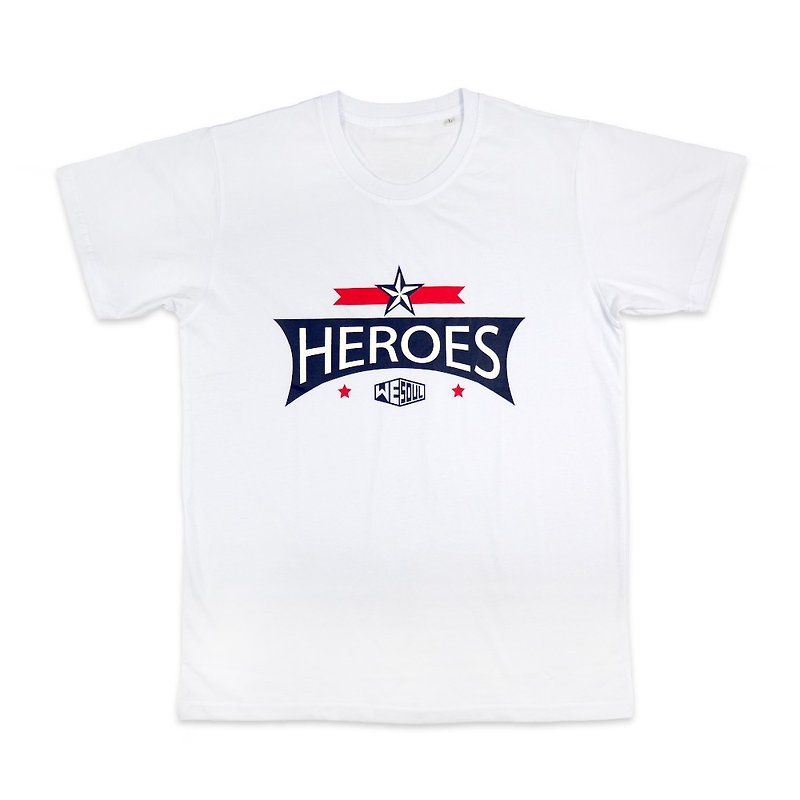 HEROES系列設計綿T ::白:: 18050103-09 - T 恤 - 棉．麻 白色