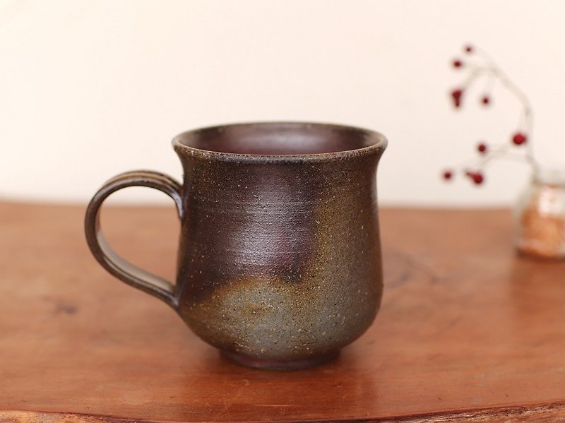 Bizen coffee cup (large) c8-060 - แก้วมัค/แก้วกาแฟ - ดินเผา สีนำ้ตาล