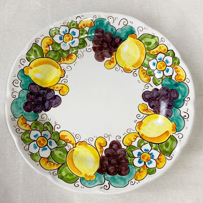 plate 26cm Italianceramic majolica lemon - จานและถาด - ดินเผา สีเหลือง