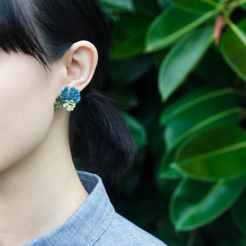 flourish litho. earring #3 - Earrings & Clip-ons - Cotton & Hemp Green