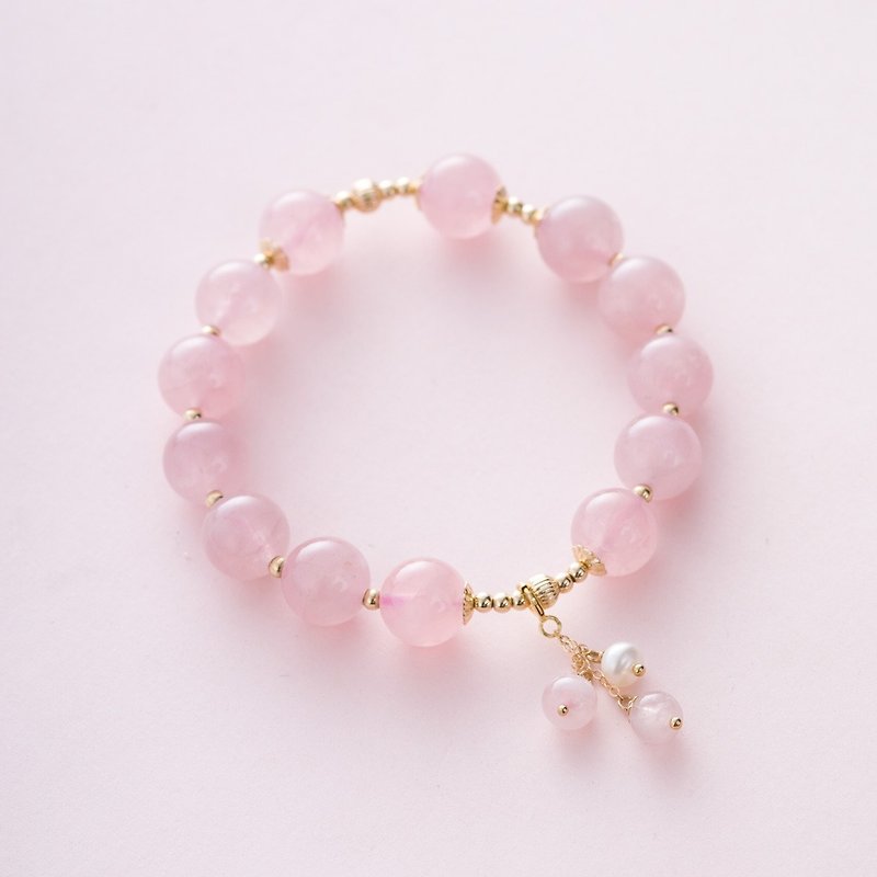Rose Quartz 14k Gold Bracelet | Natural Stone Crystal Bracelet Custom Gift - Bracelets - Crystal Pink