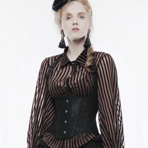 【廃盤品】PUNK RAVE ゴシック首輪編上げ＆姫袖レースカットソー 黒×紫 ゴシックナイトクイーンクラシックレースレイヤードベール