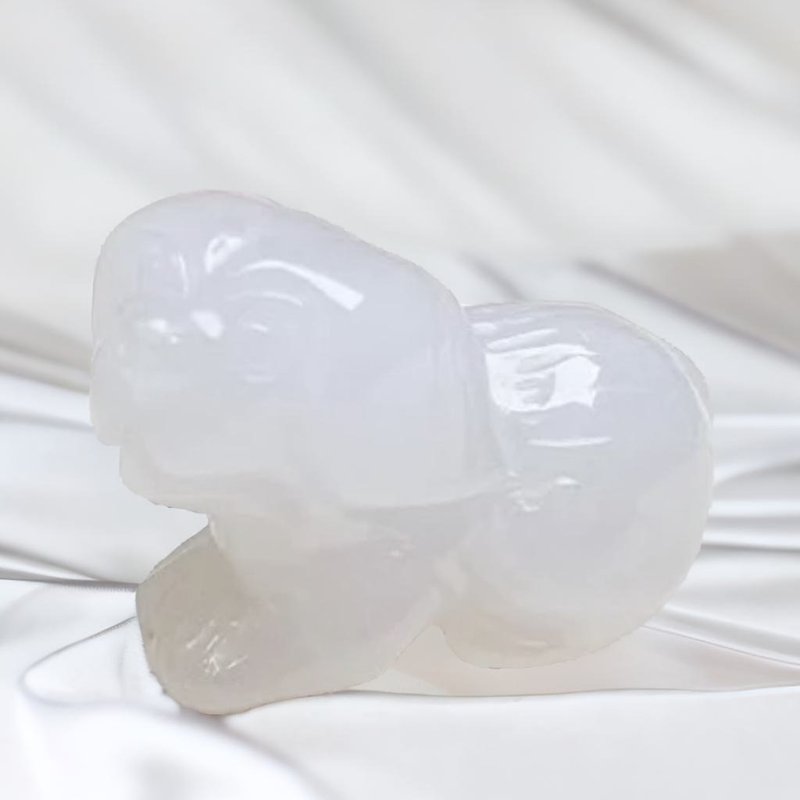 [Wong Wealth] Ice White Jadeite Dog | Natural Burmese Grade A Jadeite | Gift - Other - Jade Transparent