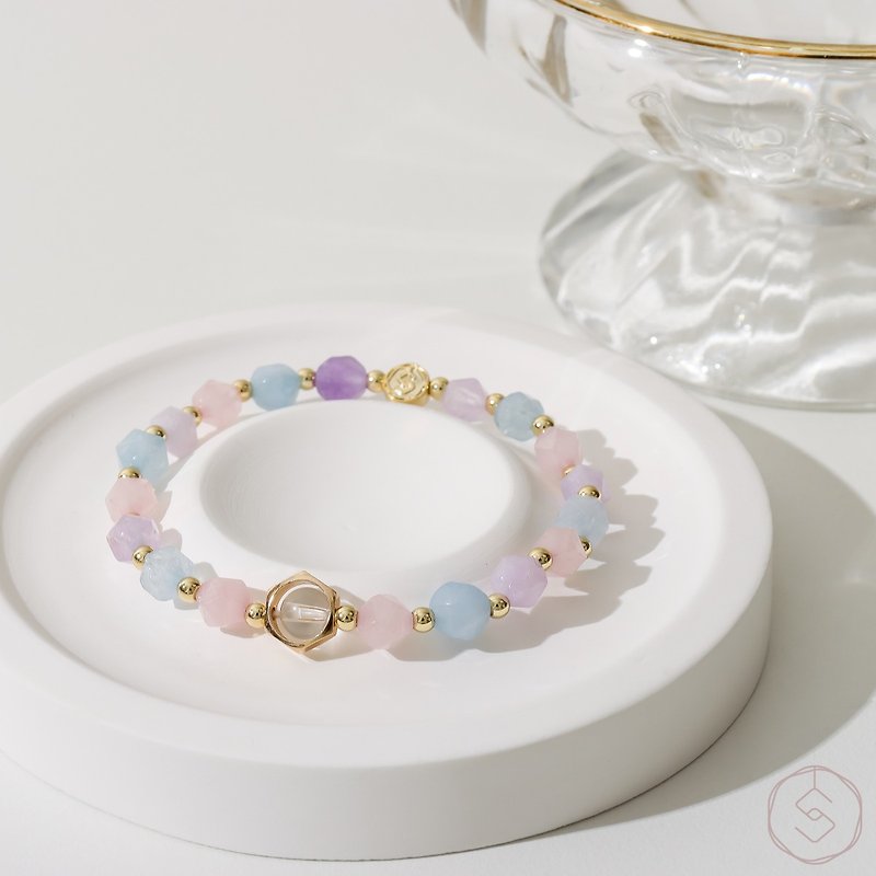 Childlike Fun | Lavender Amethyst Aquamarine Pink Crystal White Crystal | Natural Crystal Bracelet - สร้อยข้อมือ - คริสตัล หลากหลายสี