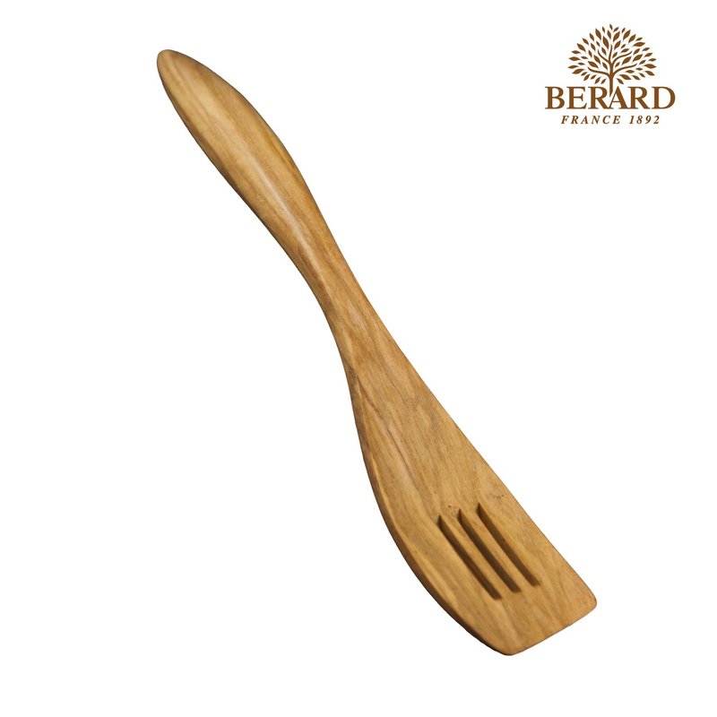 Berard TERRA Olive Wood Slotted Spatula 12.5 inch - ตะหลิว - ไม้ สีนำ้ตาล