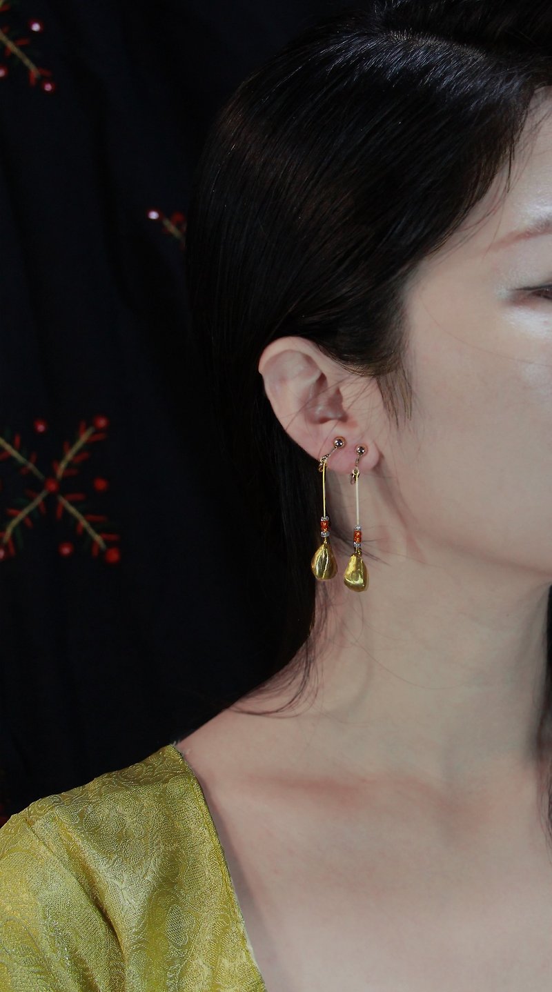 irregular. Bronze. Liuli. earring. - Earrings & Clip-ons - Copper & Brass Yellow