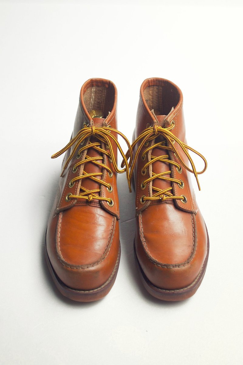 70s US-made leather work ankle boots | Sears Moc Toe Work Boots US 8D Eur 4041 - รองเท้าบูธผู้ชาย - หนังแท้ สีส้ม