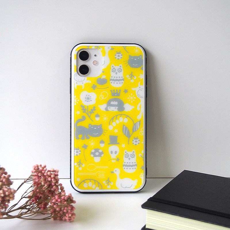 【強化ガラスiPhoneケース】ラッキーづくし - 手機殼/手機套 - 塑膠 黃色