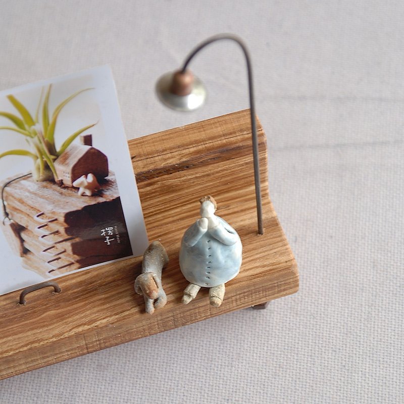 Shocked with hand made / ceramic figurine micro view card holder / photo frame / birthday gift / Mother's Day / A-4 - แฟ้ม - ไม้ สีน้ำเงิน
