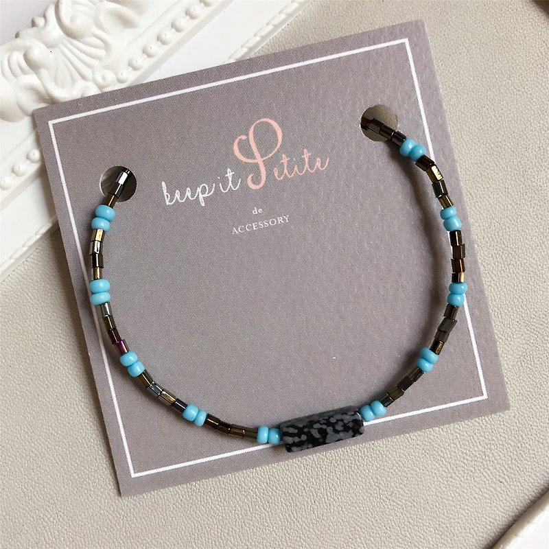[Stock] clearing blue-black alabaster • • • bracelet hand ring gift - Bracelets - Gemstone Blue