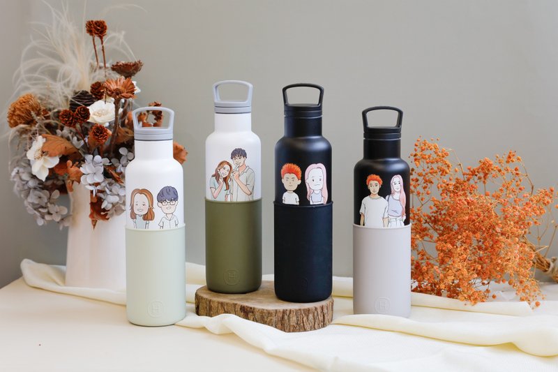 客製化禮物 【似顏繪】 590ml 保溫瓶 | 黑/ 白瓶系列 - 似顏繪/客製畫 - 其他金屬 多色