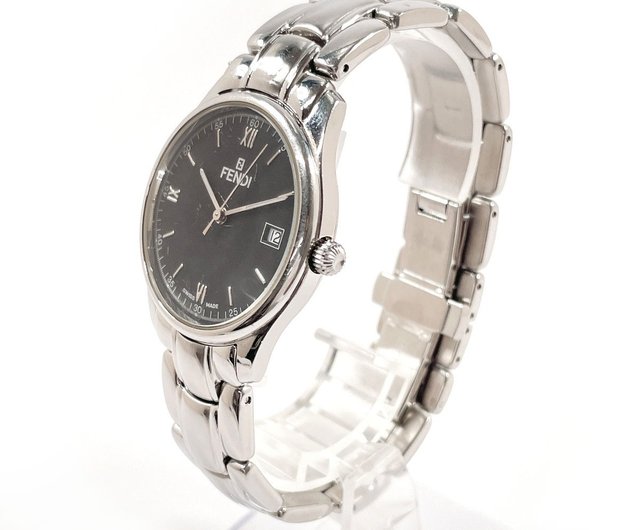 新品電池✨　FENDI 時計　210L ボーイズ　オロロジ　黒文字盤　シルバー FENDI - 新品電池✨ FENDI 時計 210L ボーイズ オロロジ 黒文字盤