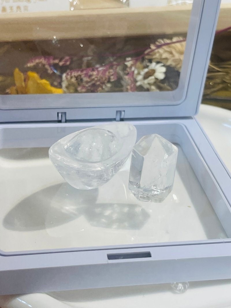已預訂客製化白水晶盤白水晶元寶閃靈鑽原礦水晶碎石 - 裝飾/擺設  - 水晶 黑色