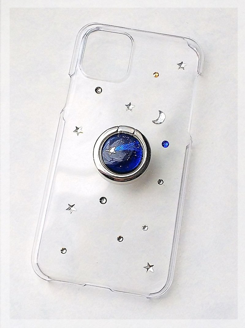 SWAROVSKI case with shooting star smartphone ring compatible with all models - เคส/ซองมือถือ - โลหะ สีน้ำเงิน