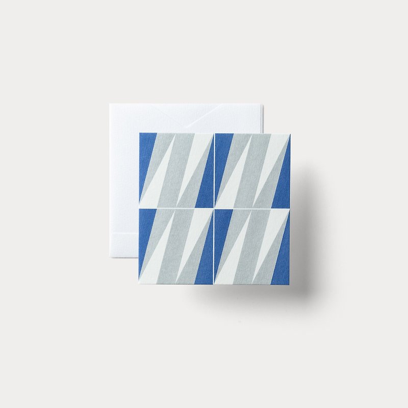 二つ折りメッセージカード　Tile Series: 03 - カード・はがき - 紙 ブルー