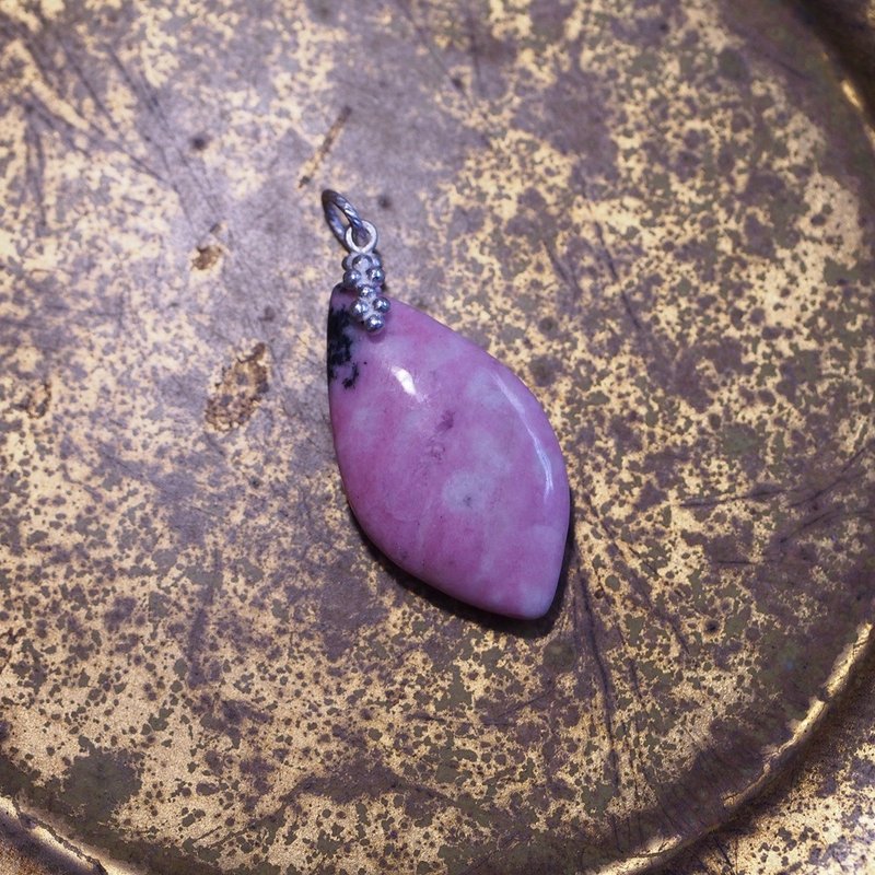 花蓮玫瑰石 手工純銀墜子 Natural Rhodonite from Taiwan Hualie - 項鍊 - 寶石 粉紅色