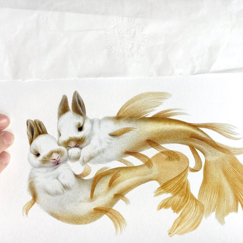 Gold Tails - 壁貼/牆壁裝飾 - 紙 金色