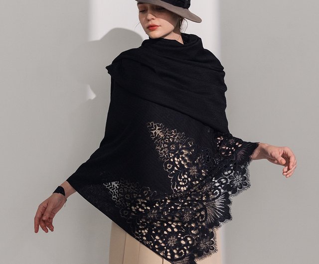 Black lace sale shawl wrap