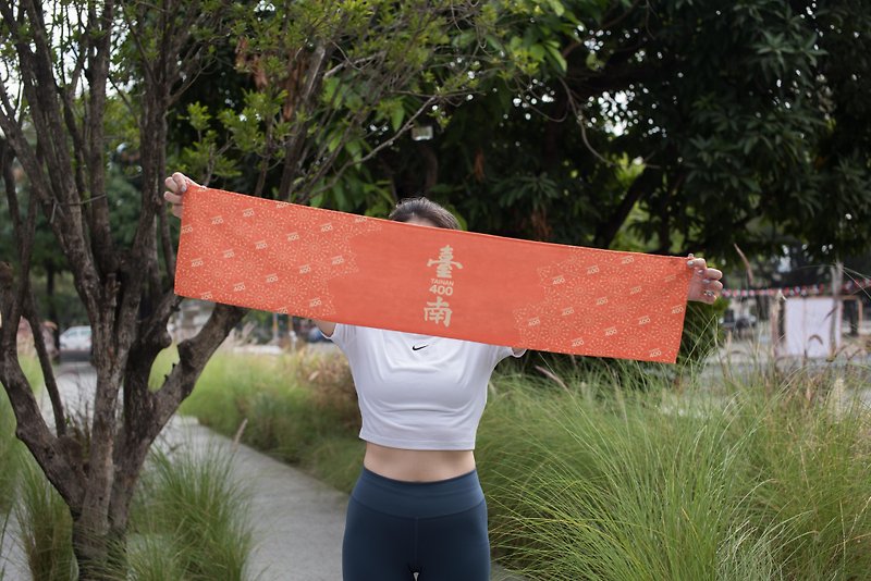 期間限定-臺南400 x 運動毛巾(鳳凰花橘) 馬拉松 羽球 - 運動配件 - 聚酯纖維 橘色