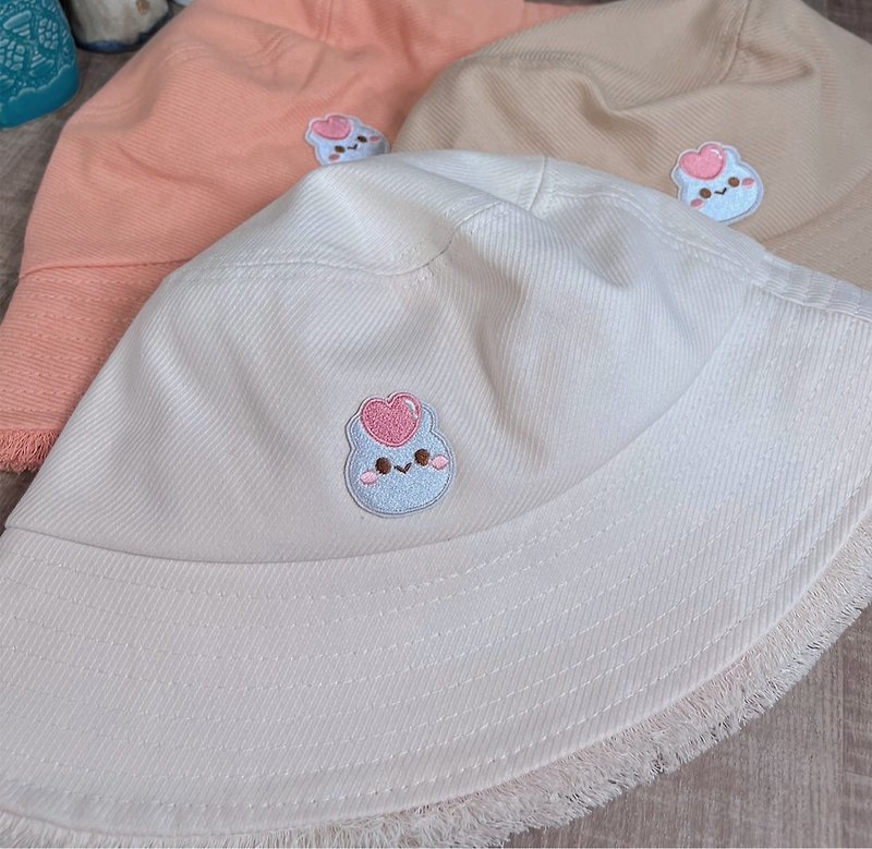 Rabbit mochi embroidery patch small tassel fisherman hat 2023 ICIF - Hats & Caps - Cotton & Hemp 