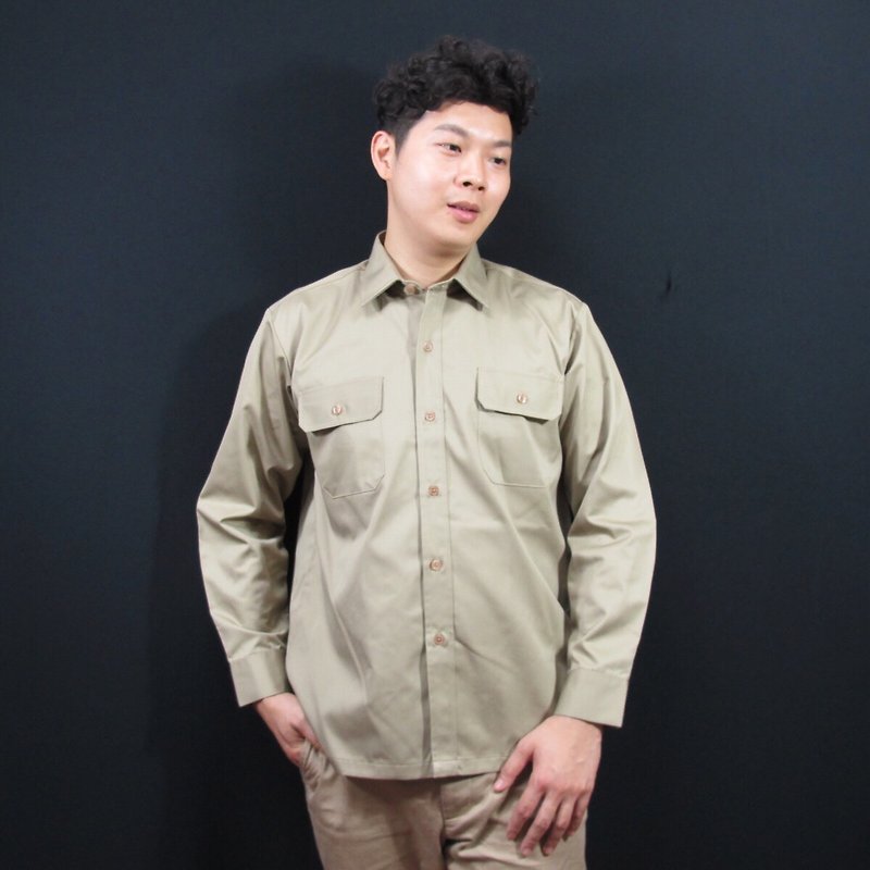 [China-US Uniforms] Classic Middle School Khaki Long Sleeve Uniform_Classic Movie Classic Style-Both men and women - Men's Shirts - Cotton & Hemp Khaki