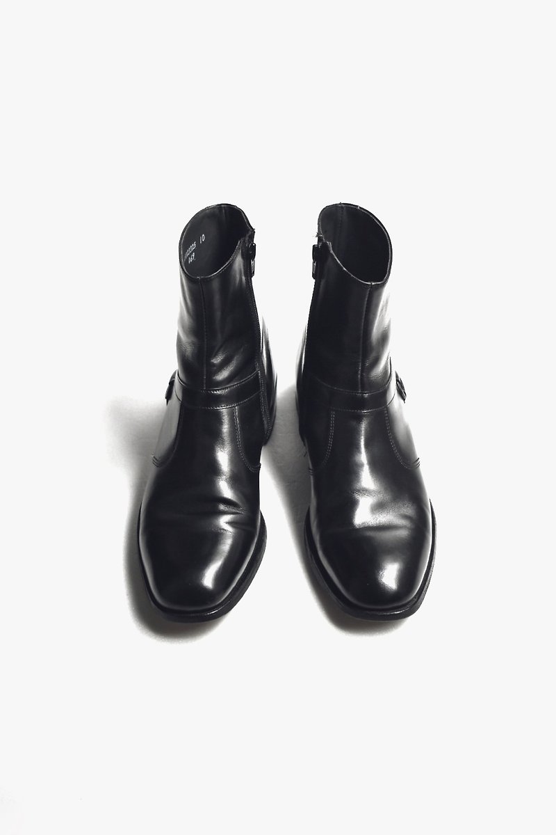 80s American Zip Up Ankle Boots | ET Wright Chelsea Boots US 7.5D - รองเท้าบูธผู้ชาย - หนังแท้ สีดำ