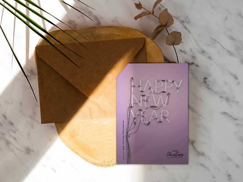 紫色New Year 新年卡【CM17140】洛可可草莓WELKIN手創聖誕明信片 - 心意卡/卡片 - 紙 