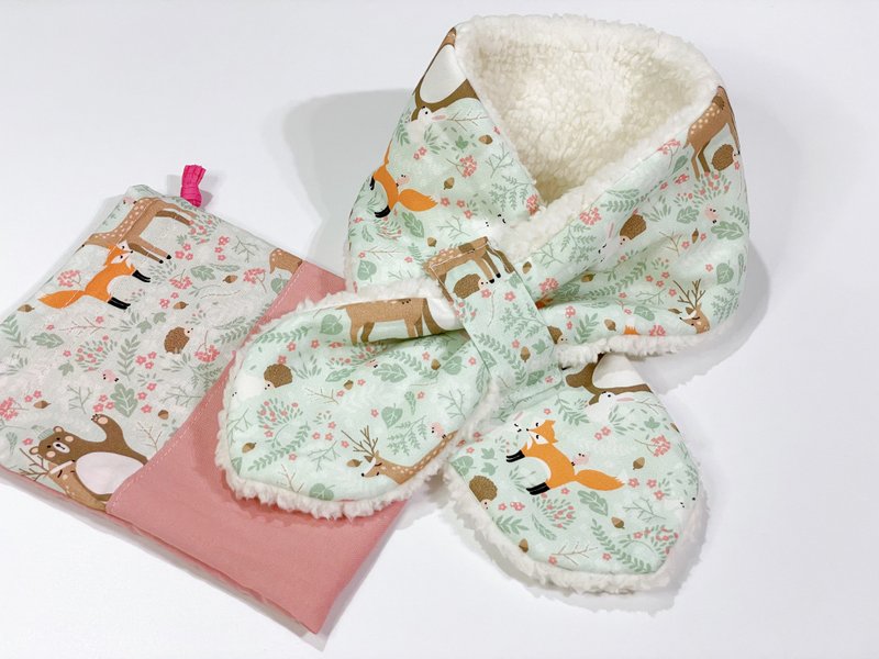 Furry children's scarf, forest garden wild little fox, autumn and winter warm Christmas gift, the first choice limited product - ผ้าพันคอถัก - ผ้าฝ้าย/ผ้าลินิน ขาว