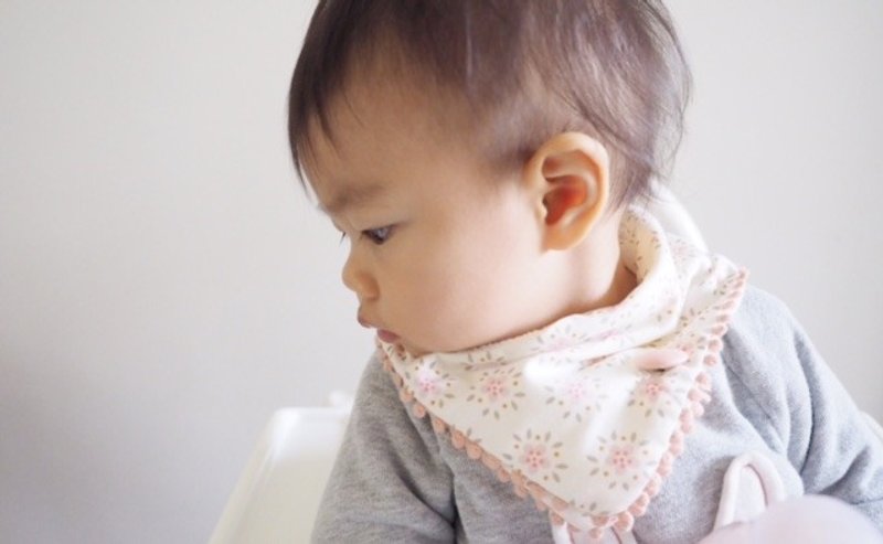 エレガントなピンクの花柄のキルティング暖かい赤ちゃん/子供用スカーフ - スタイ - コットン・麻 ピンク