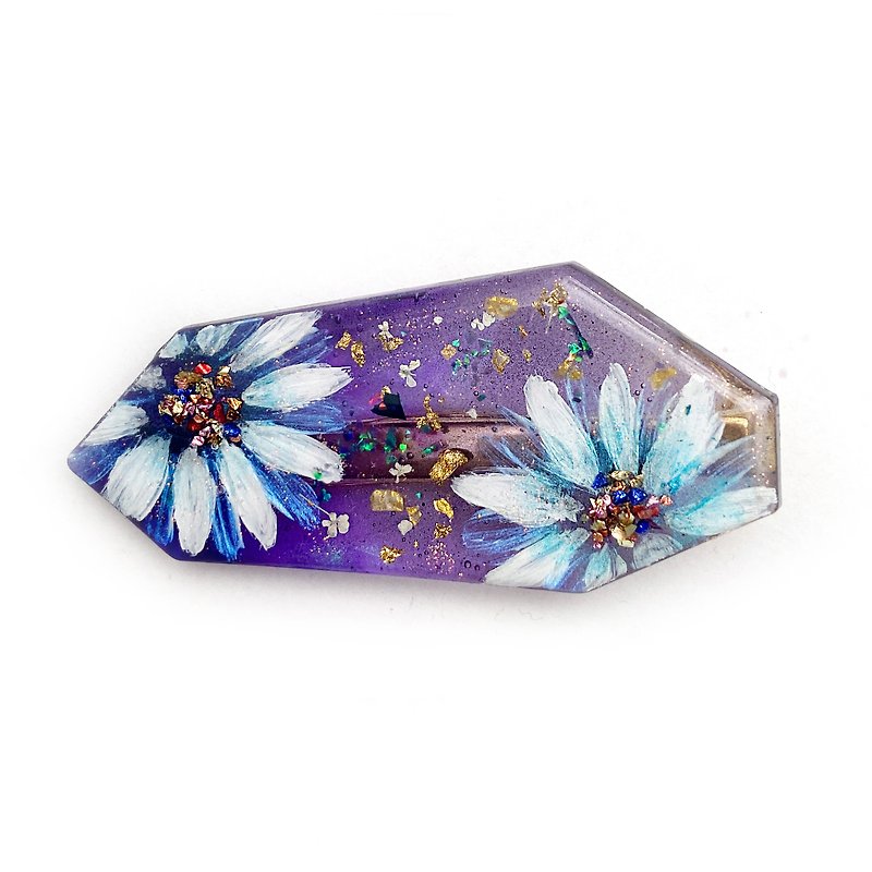 Japanese resin  Golden  Hand-painted flower hairpin - Hair Accessories - Resin Purple