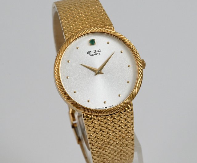 送料無料 SEIKO クォーツ腕時計 エメラルド付き 誕生石5月/エメラルド