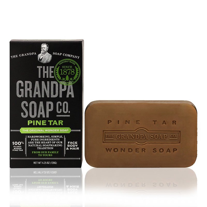 (Box damaged) Grandpas Soap Magic Pine Tar Skin Soap 4.25 oz - สบู่ - วัสดุอื่นๆ สีนำ้ตาล