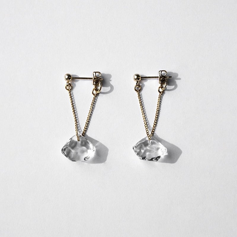 Hario Handmade Glass Earrings - Diamond (HAA-DC-P) - Earrings & Clip-ons - Glass Transparent