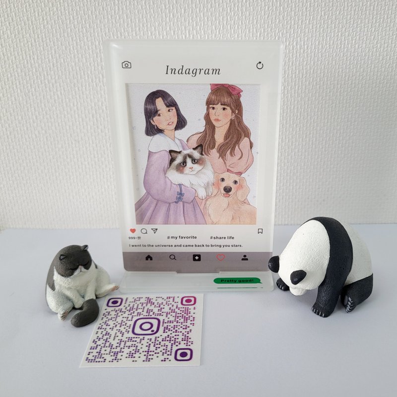 ins-like painted small photo frame/cute ins style/desktop decoration - ภาพวาดบุคคล - กระดาษ 