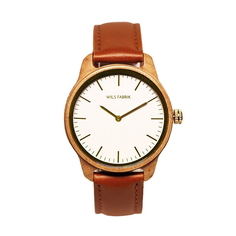 WILS FABRIK - Karmuel - Maple Wood Watch with Leather Strap - นาฬิกาผู้ชาย - ไม้ สีกากี